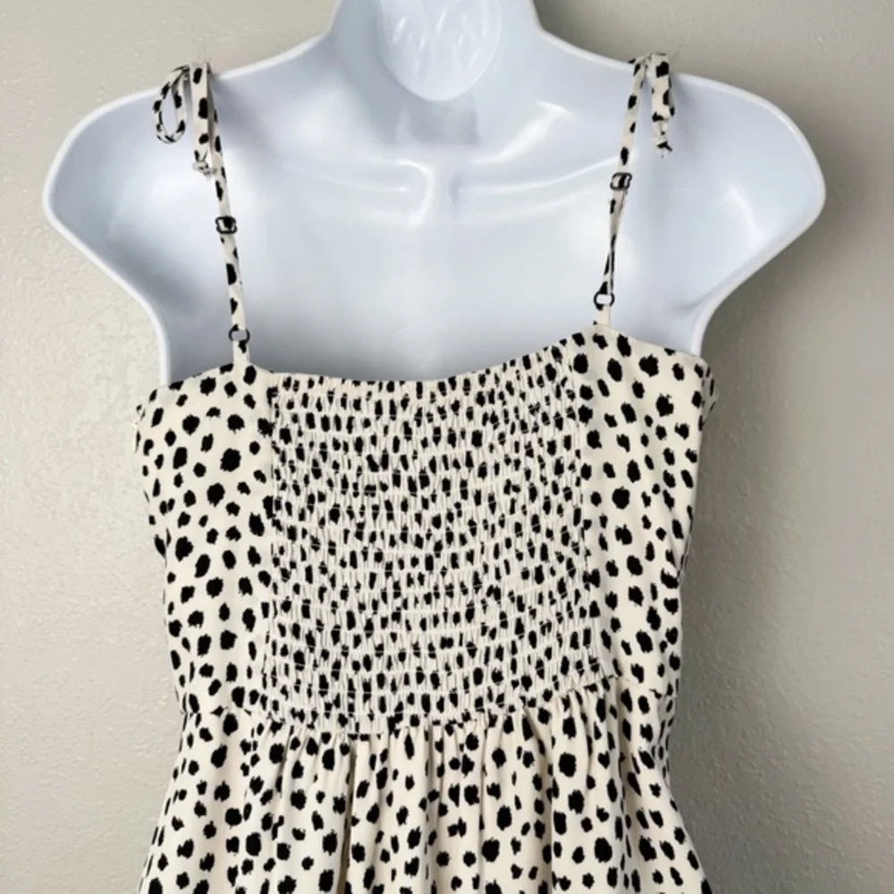 NWT GB Girls white ivory black spot sleeveless mini dress XL